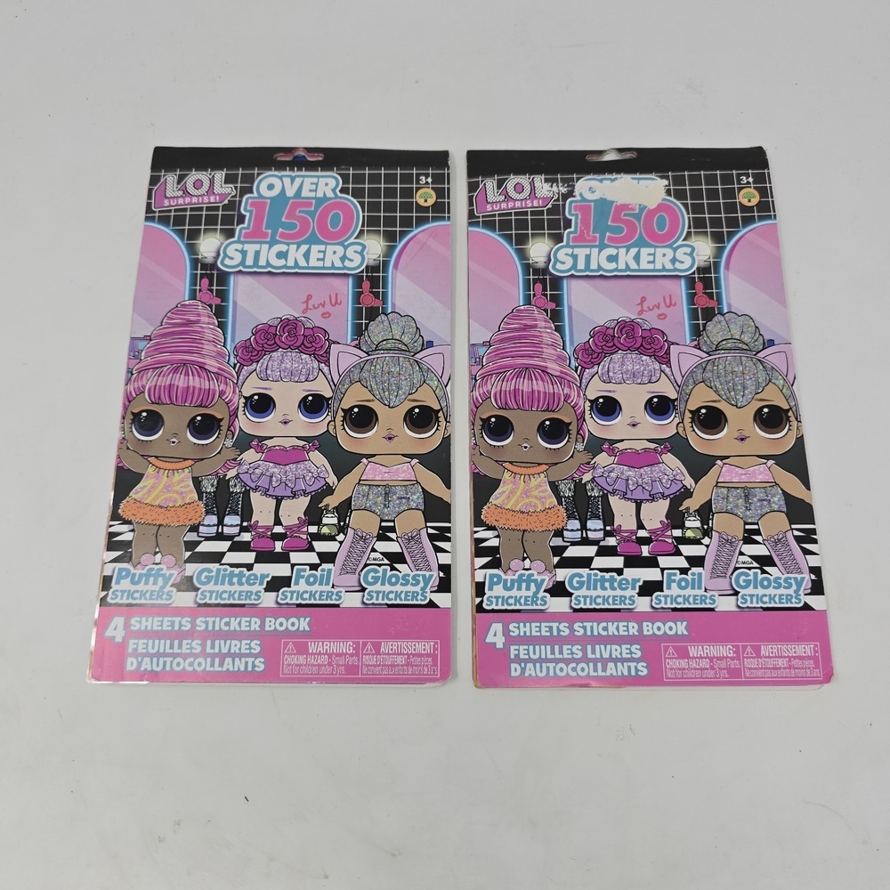 (Lot of 2) LOL Surprise 150 Stickers 4 Sheet Sticker Book Party Favors
